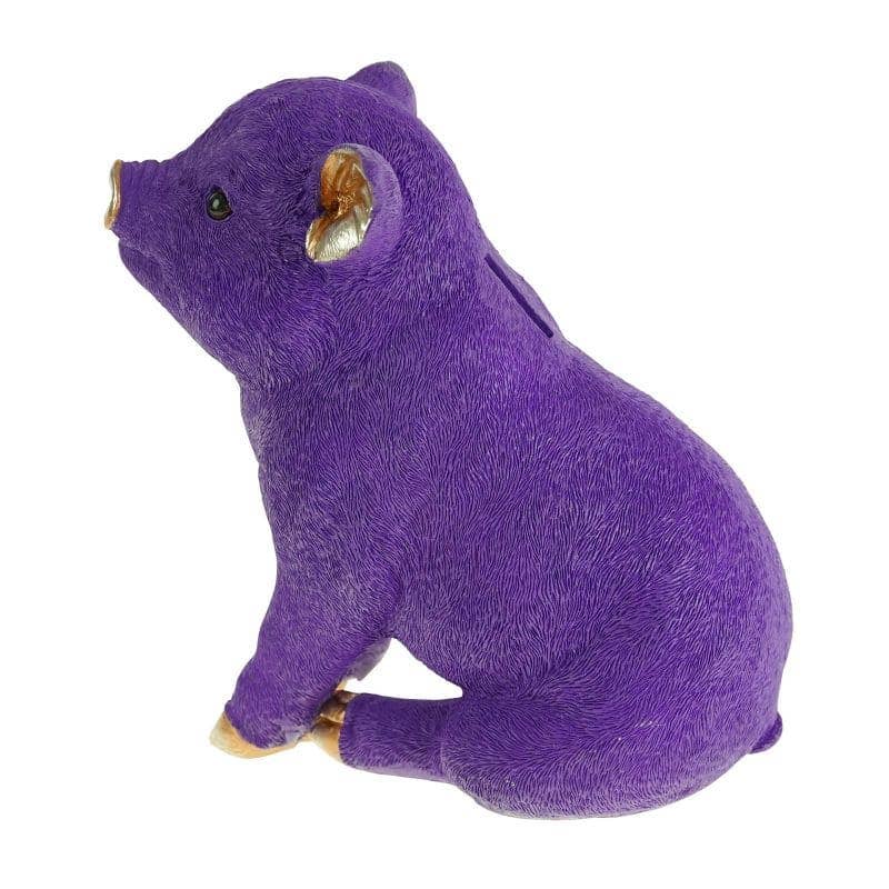Tirelire, résine poly violette, 24 x 12 x 22,5 cm