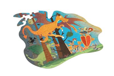 Scratch Puzzle 61pcs: CONTOUR PUZZLE/DRAGON 56.3x51.5x0.25cm, en boîte forme 29.6x20.2x6.5cm, 4+