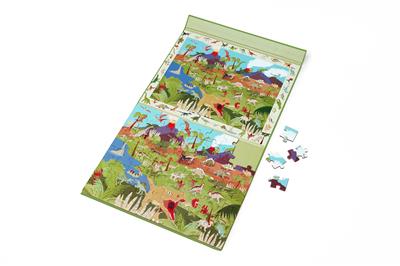 Scratch Puzzle Magnétique: DISCOVERY - DINOSAURE 80pcs 24,5x30,5cm (plié), 52,3x30,5cm (déplié), 2-en-1: puzzle et jeu de recherche, 4+