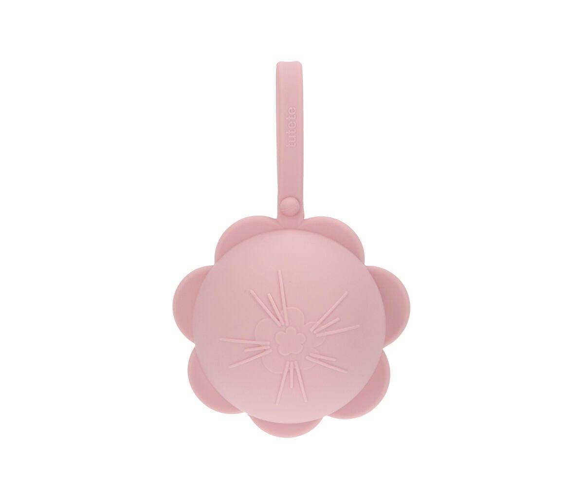Porte-sucette en silicone Fleur rose