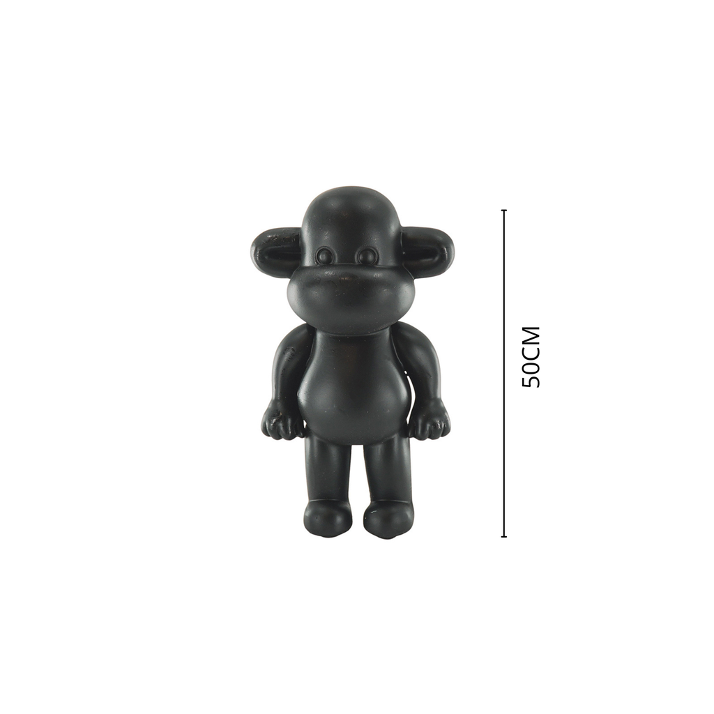 Ornament - Monkey Figurine 'The Legend' - Resin - Black - 33x21x50cm