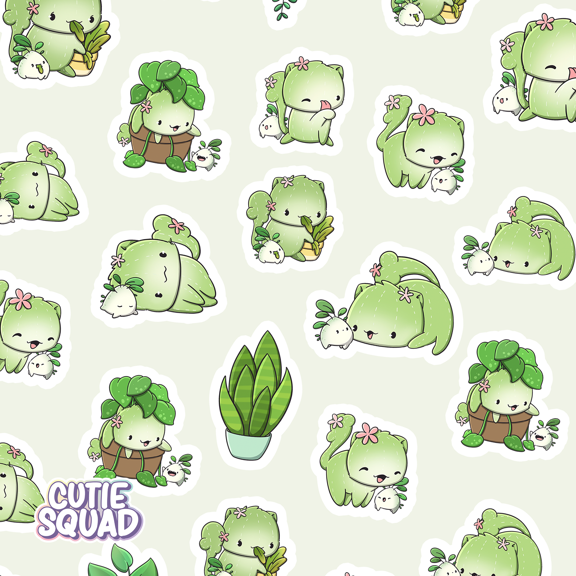 Planches d'autocollants Chats cactus