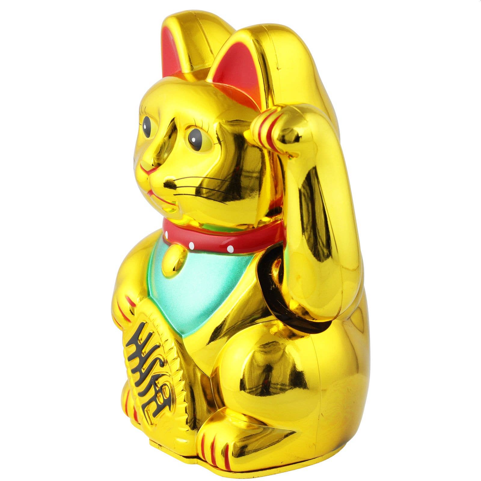 Chat chanceux doré 13cm