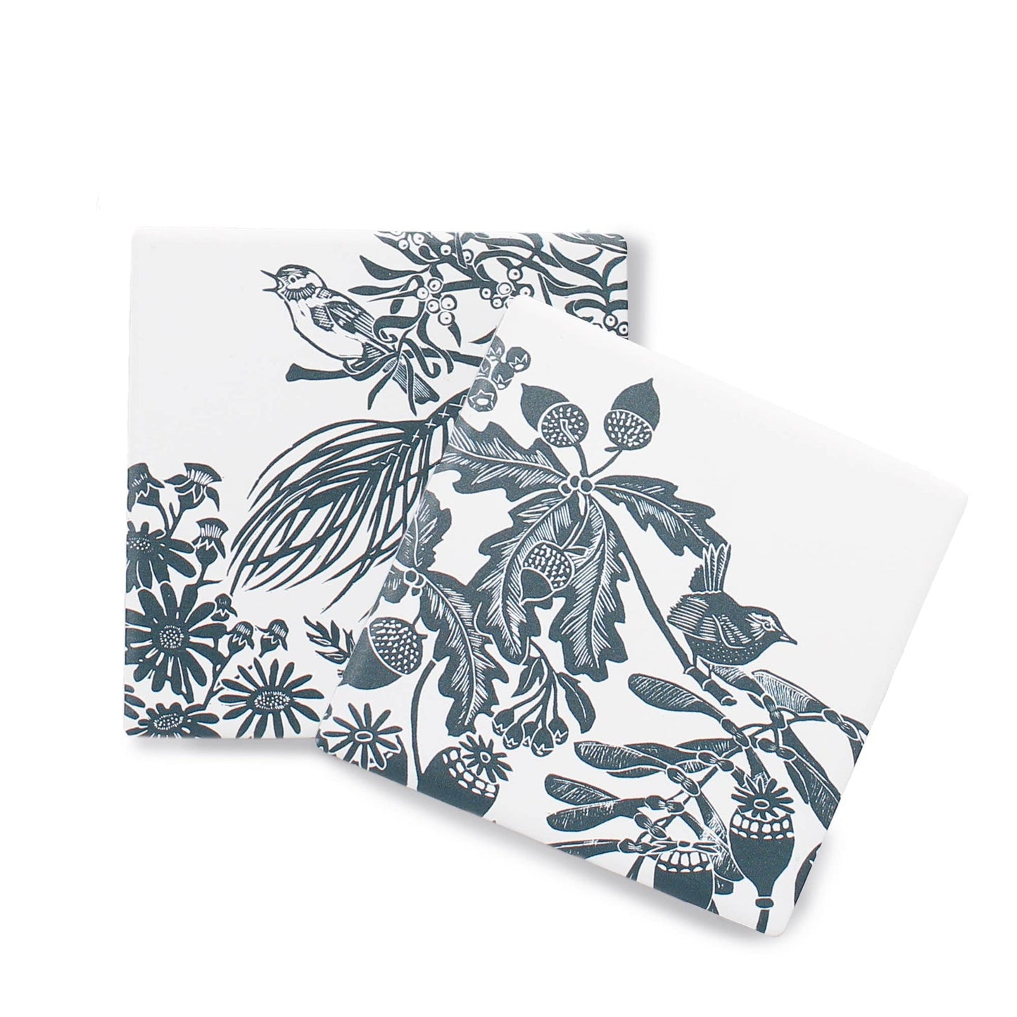 Sous-verres en céramique Woodland Acorn Bird Navy