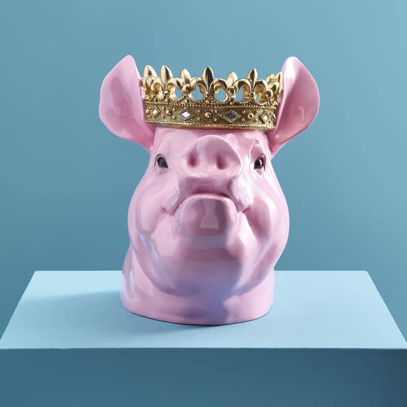 Tirelire Porky M. Krone, Rose Poly, 34 x 24 x 28 cm
