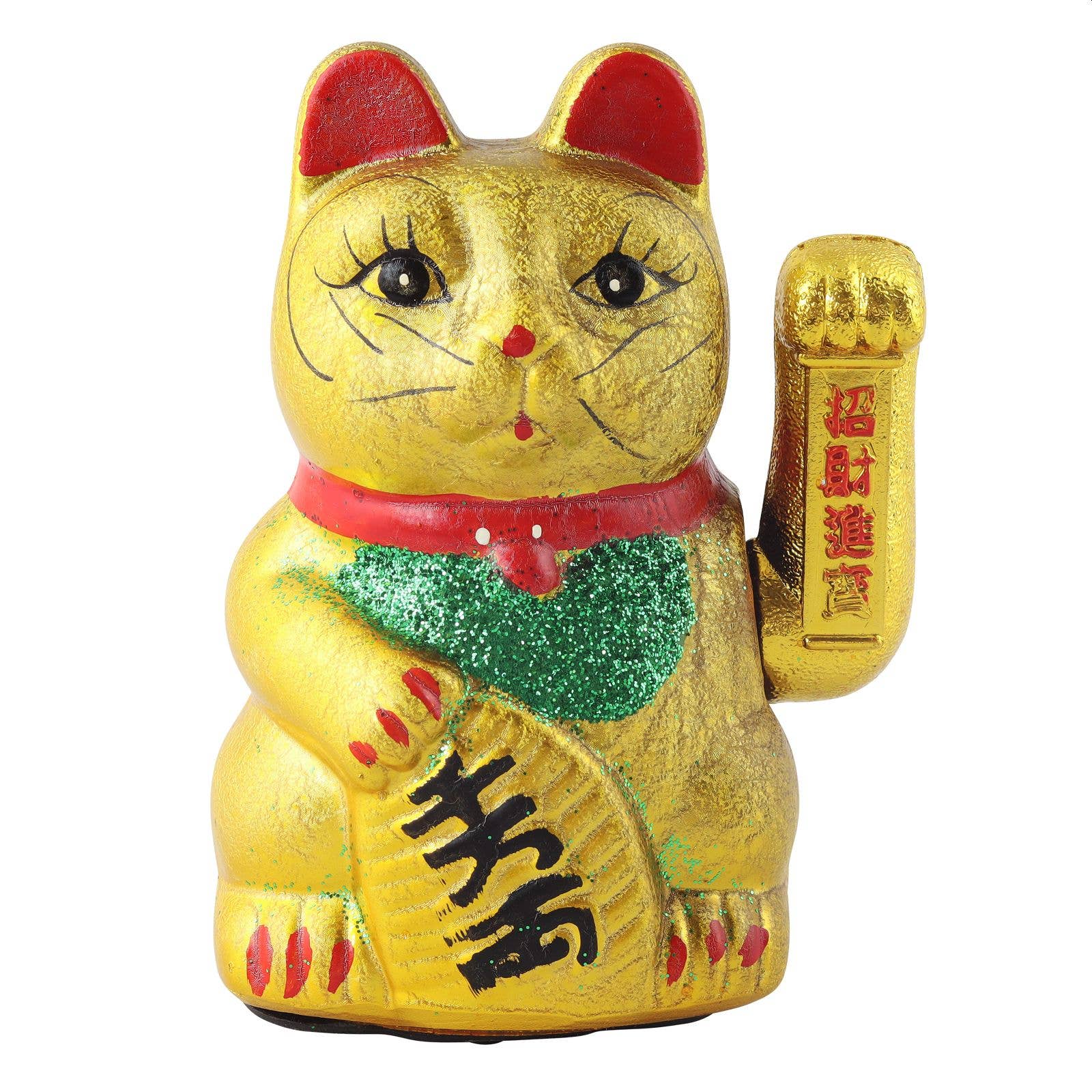 Chat Chanceux doré en céramique 17cm