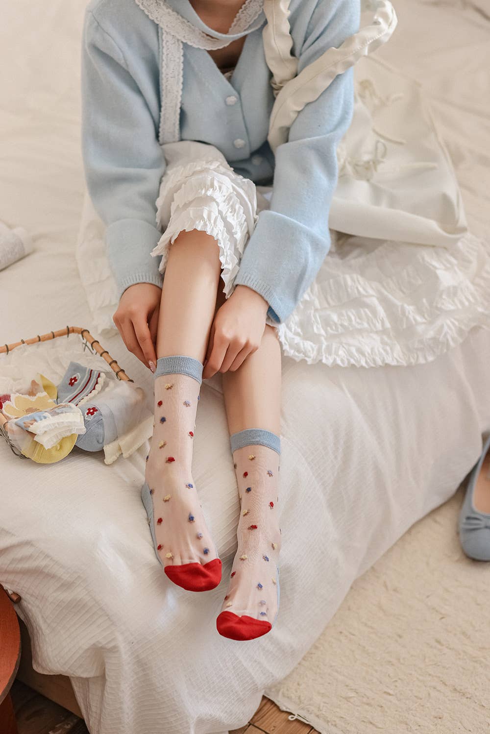 Chaussettes transparentes Fleurs