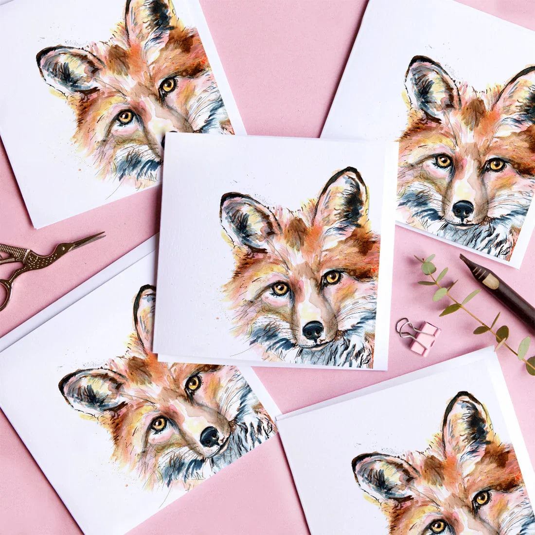 carte de voeux aquarelle renard kate moby 