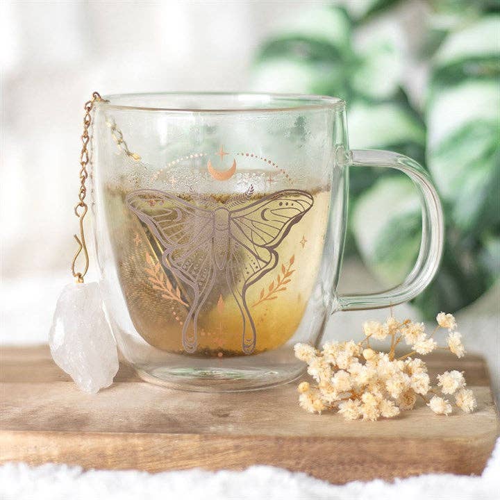 Mug en verre double paroi Luna Moth + infuseur quartz