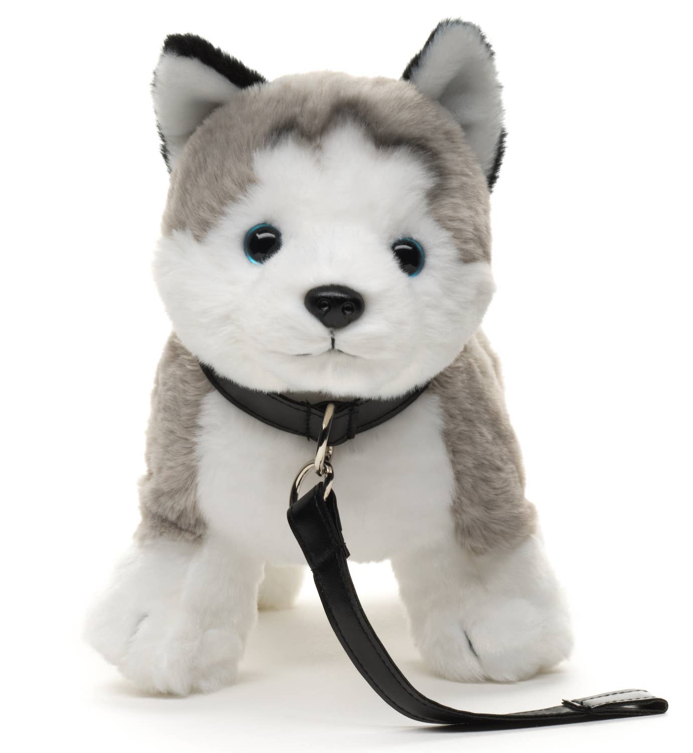 Peluche Husky gris, debout (avec laisse) Uni Toys