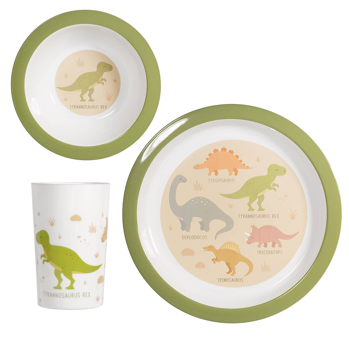 Set Vaisselle Enfant Dinosaures "Desert Dino" – Assiette, Verre et Tasse Sass & Belle – vue produit 1