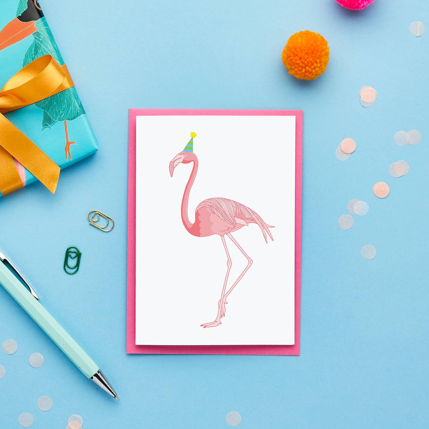 Carte d'anniversaire Flamant Rose