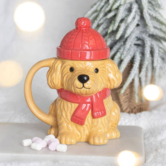 Mug à couvercle « Chiot d'hiver »