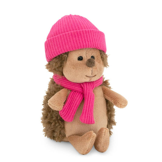 Peluche le hérisson Fluffy avec chapeau framboise 15cm