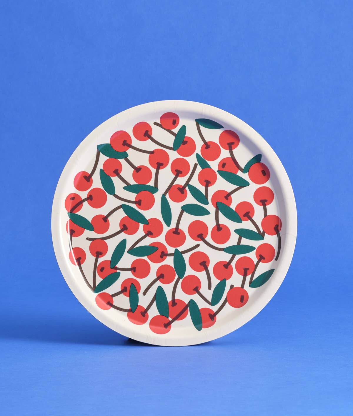 Round Serving Tray with Cherries