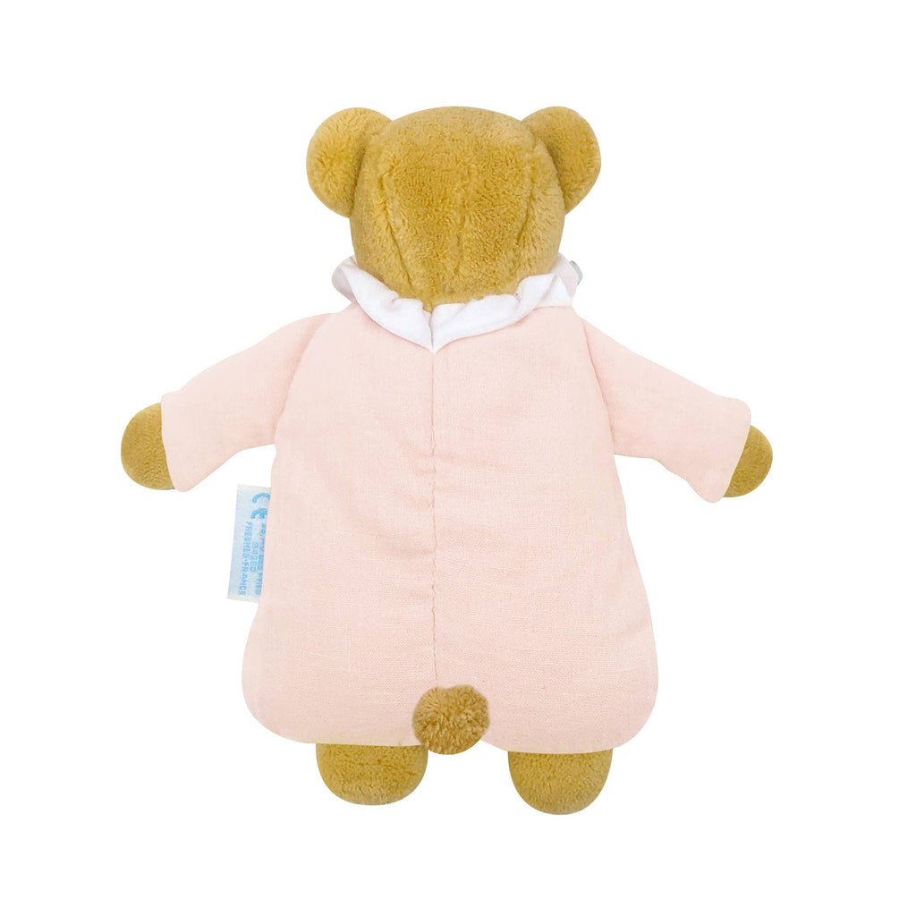 Ours Nid d'Ange Doudou Hochet - Coton Bio Rose Poudré