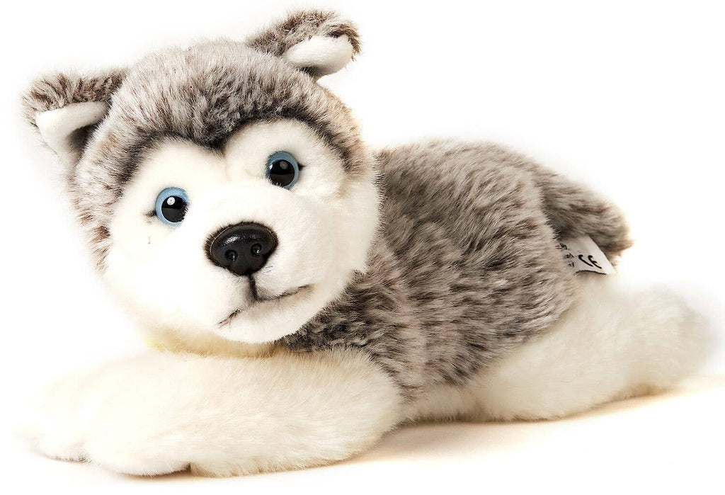 Peluche Chiot husky couché gris Uni Toys