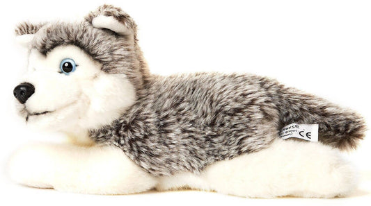 Peluche Chiot husky couché gris