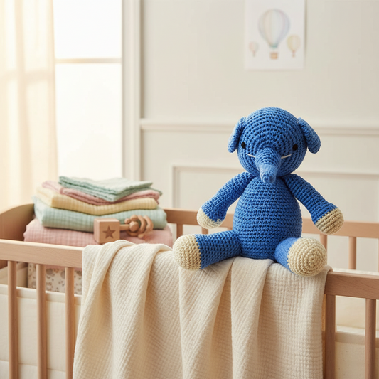 XL Häkelplüschtier – Blauer Elefant