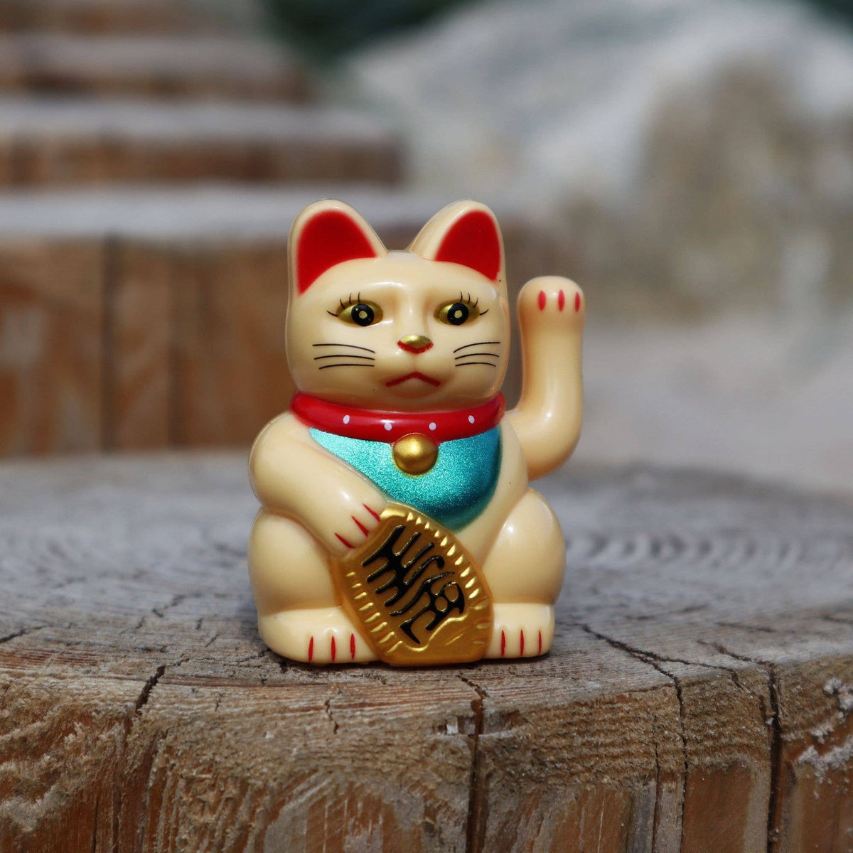 Mini Chat chanceux solaire beige 5cm