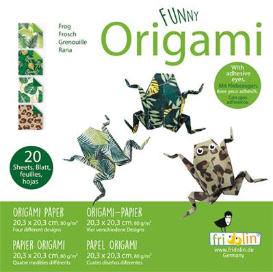 Funny Origami: GRENOUILLE 20x20cm, 20 feuilles avec 4 dessins