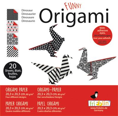 Funny Origami: DINO 20x20cm, 20 feuilles avec 4 dessins