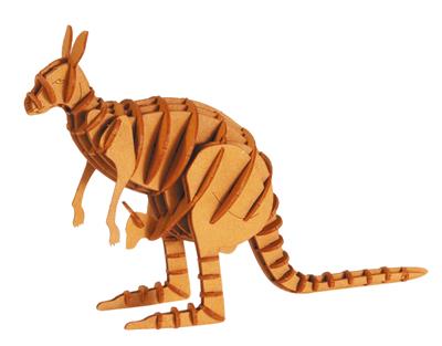 3D Paper Model: KANGOUROU 12x8,5x4,5cm, en sachet 10,5x21x0,5cm