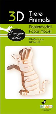 3D-Papiermodell – Weiße Katze