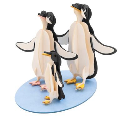 3D Paper Model: FAMILLE de PINGUINS 10x8x9cm, en sachet 10,5x21x0,5cm