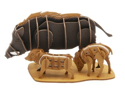 3d paper model famille de sanglier fridolin 7211713 4031172117131