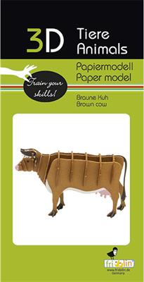 3D-Papiermodell – Braune Kuh