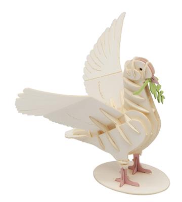 3D Paper Model: PIGEON BLANC 7,5x8,5x8cm, en sachet 10,5x21x0,5cm