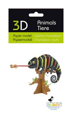 Modèle En Papier 3D - Caméléon coloré
