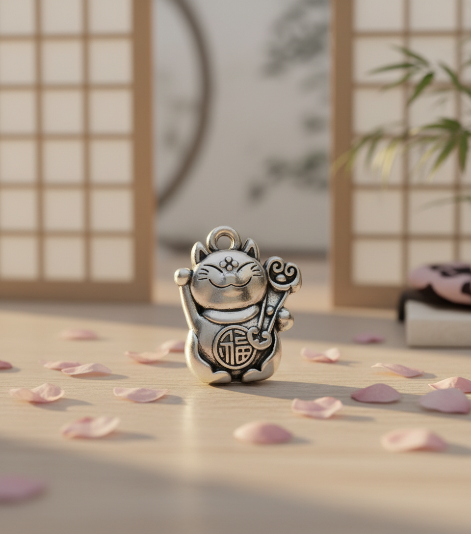 Lucky Silver Cat Charm