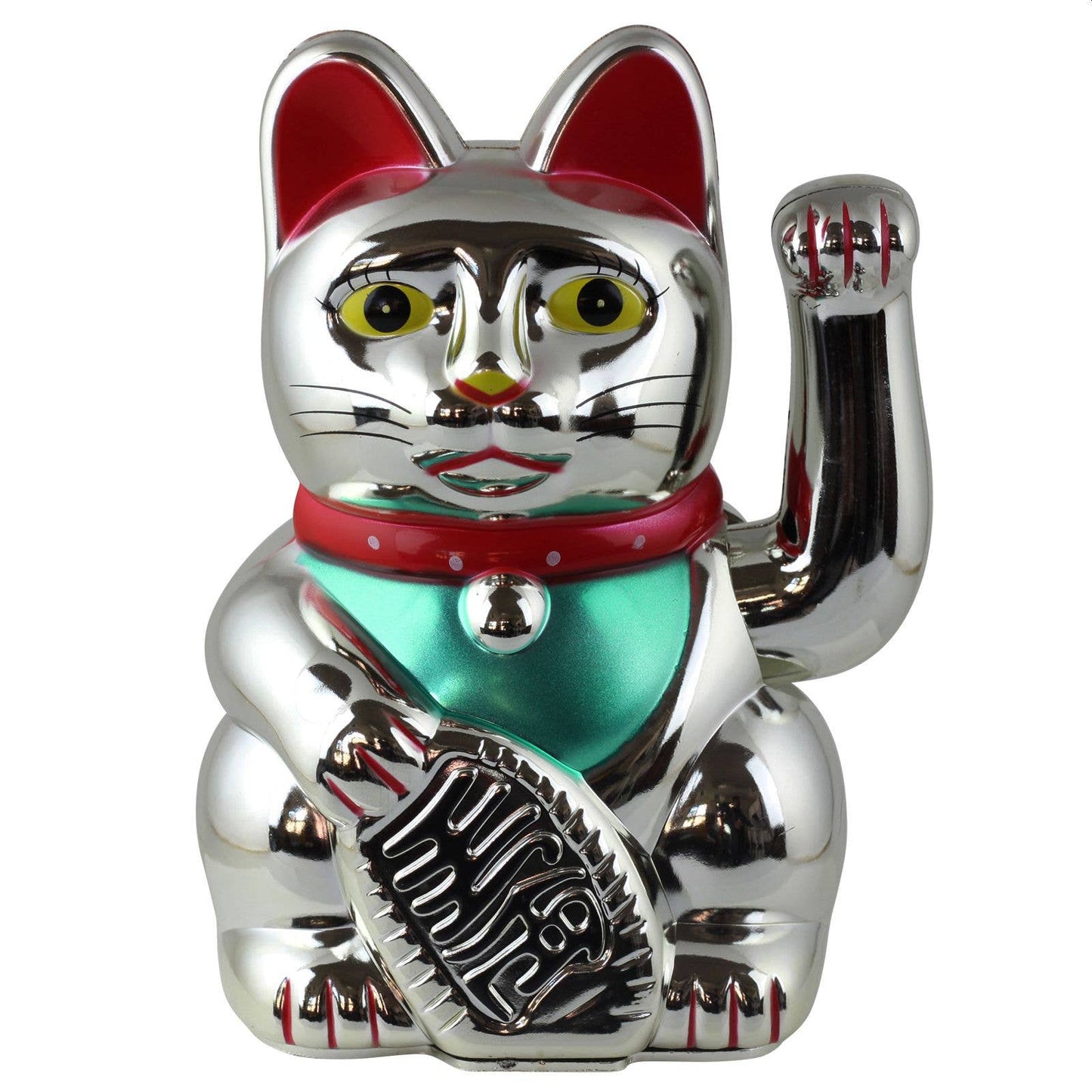 Glückskatze silber 15cm