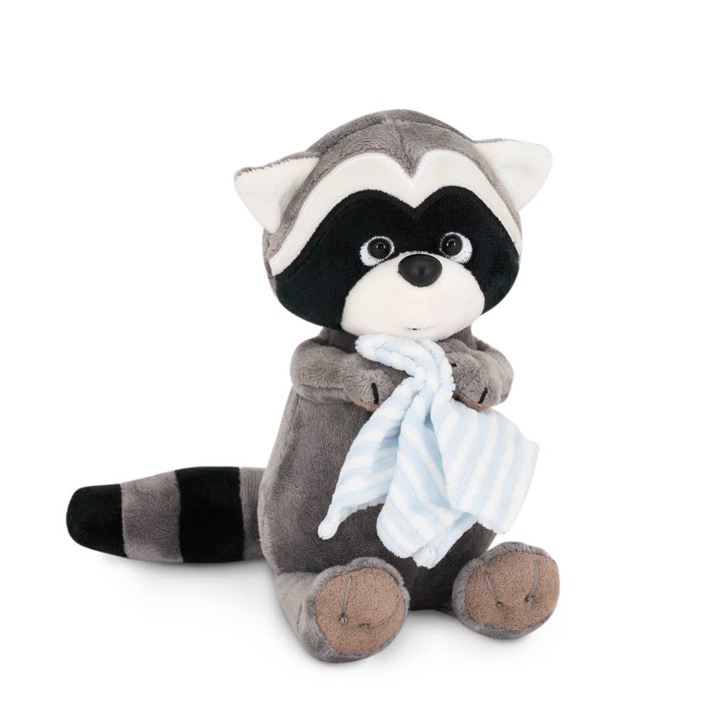 Peluche raton laveur Denny avec serviette de 15 cm