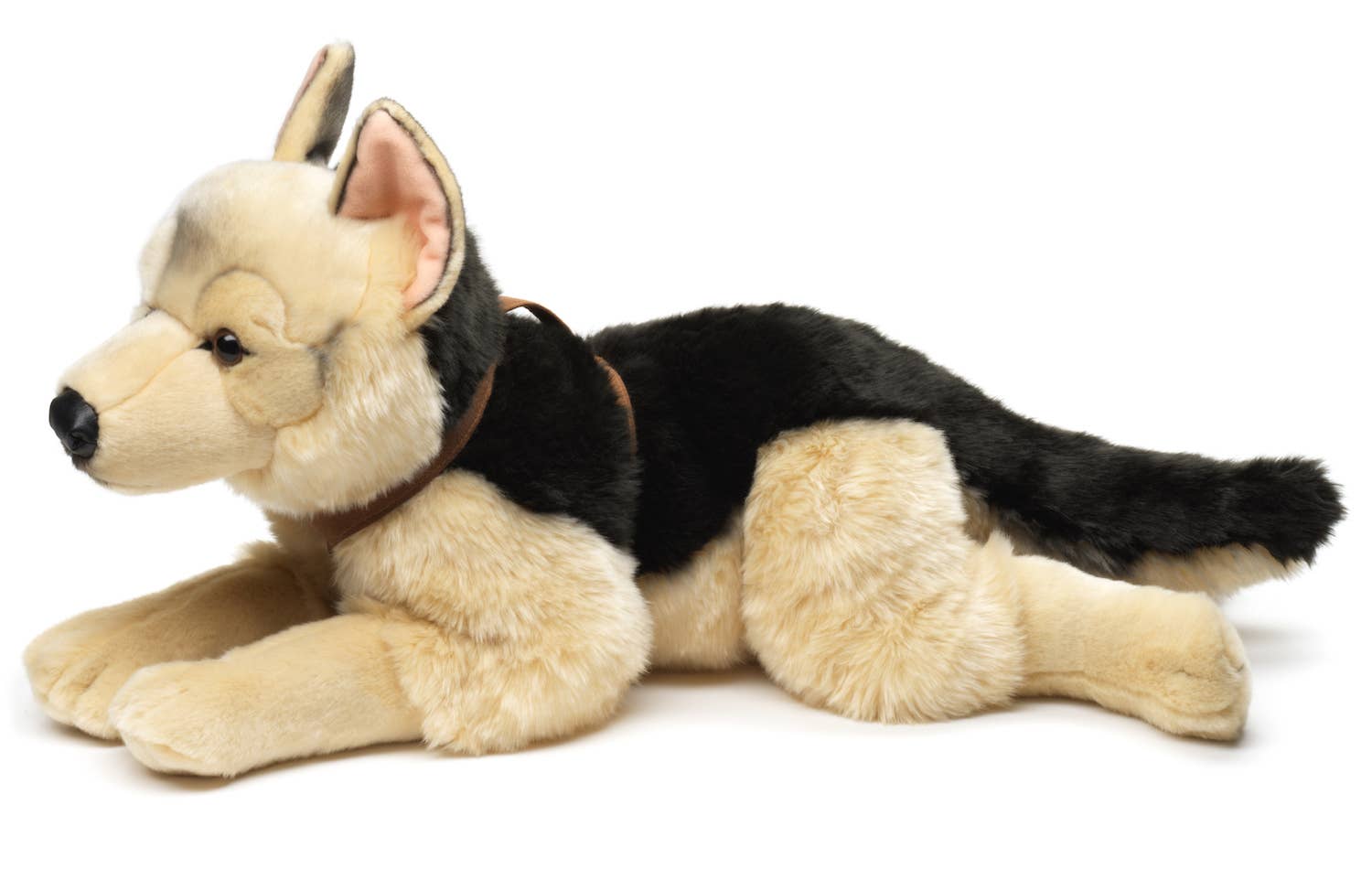 Peluche Berger allemand, couché (avec harnais) Uni Toys