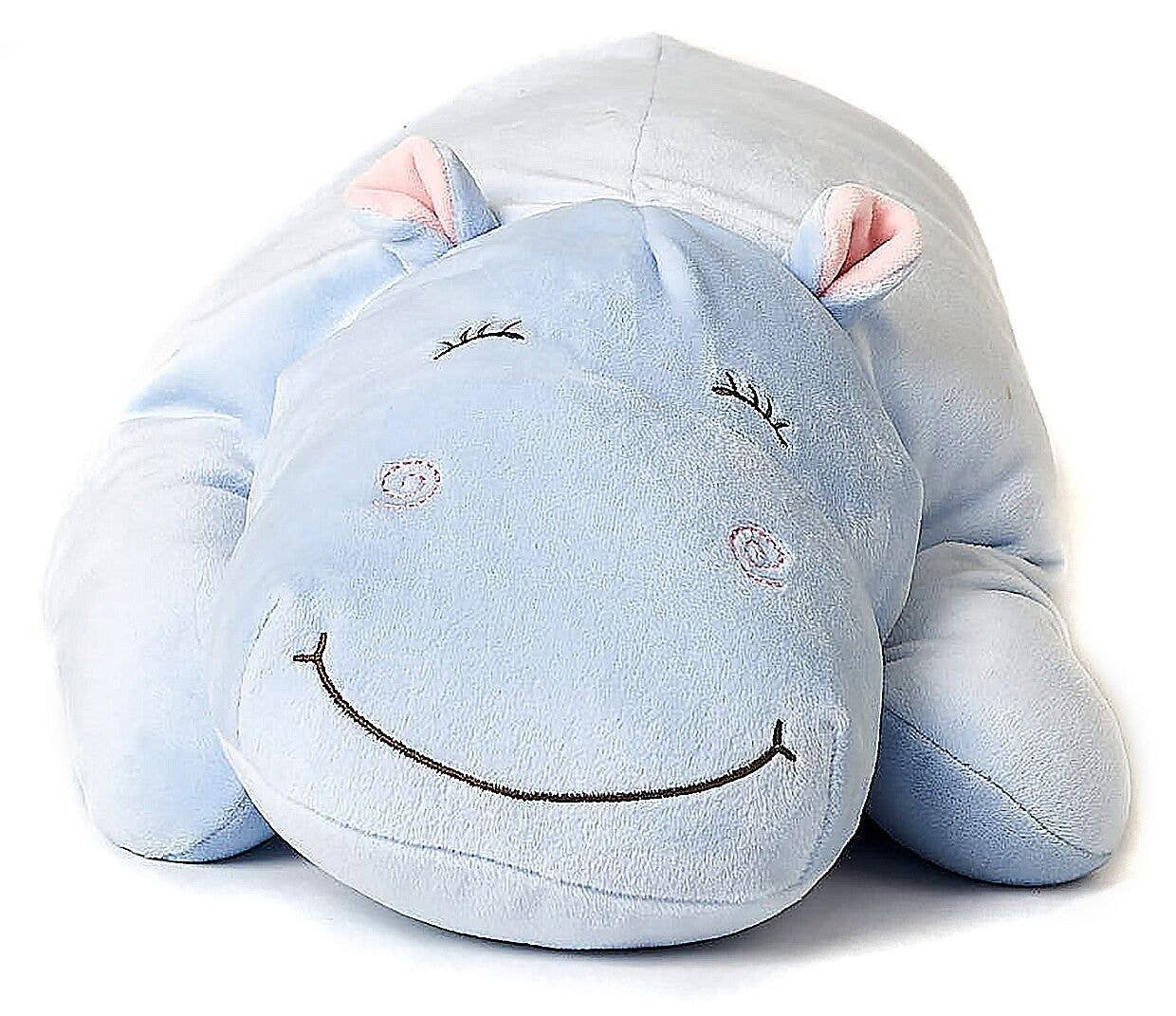 Coussin Hippopotame bleu clair Uni Toys