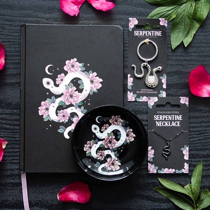 Porte-clés serpent avec cristal de quartz rose