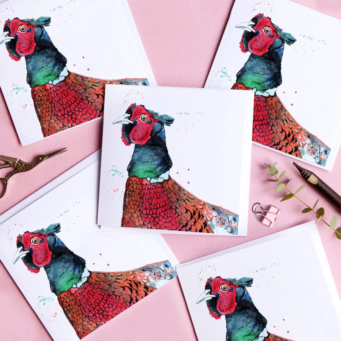 carte de voeux aquarelle faisan kate moby 