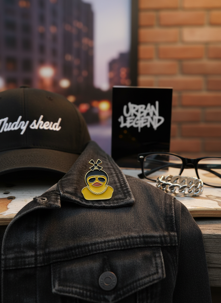 Photo produit - Pin’s Canard Jaune avec Casque Moto à Hélices
