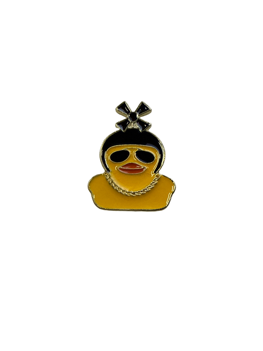 Pin’s Canard Jaune avec Casque Moto à Hélices
