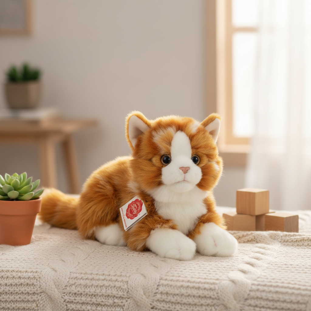 Peluche Chat Roux Allongé - Teddy Hermann
