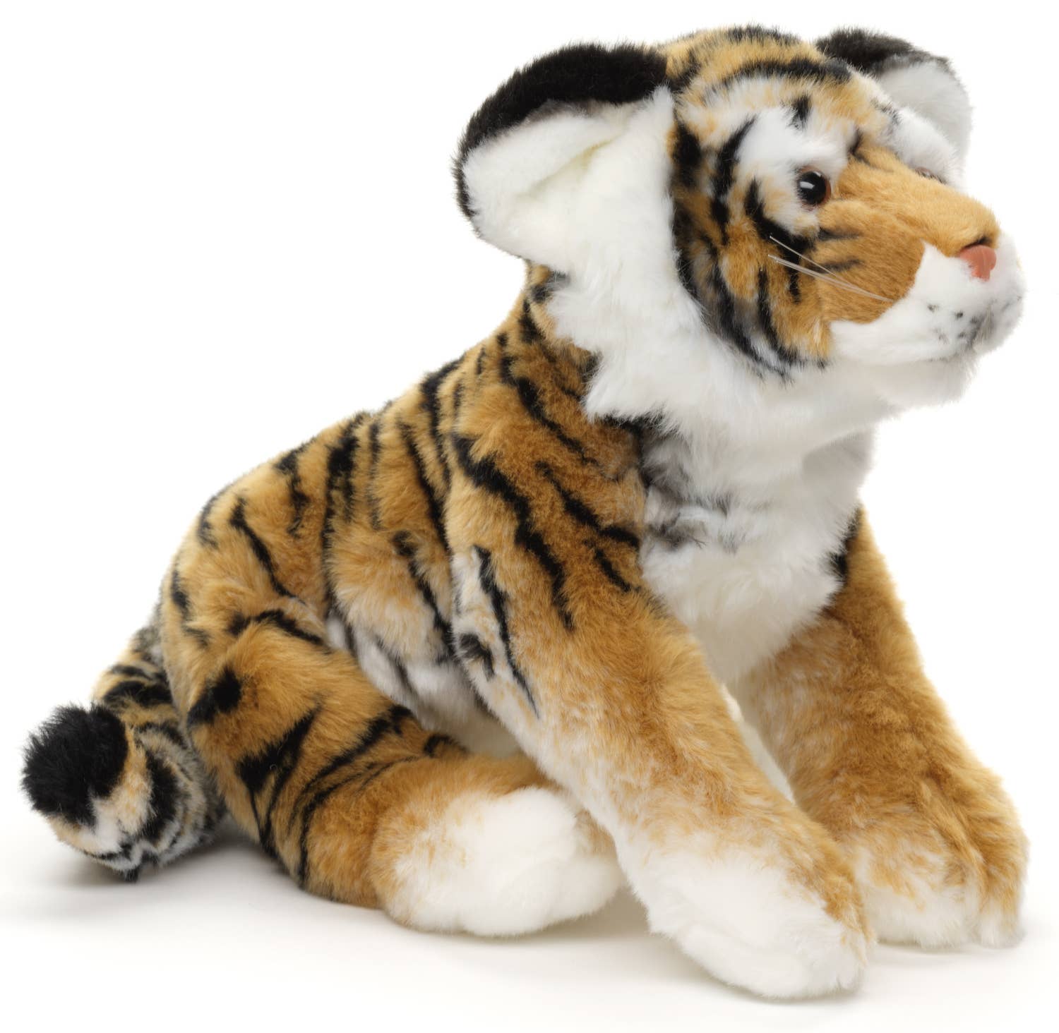 Petit tigre couché - 33 cm (longueur) - doudin/peluche Uni Toys