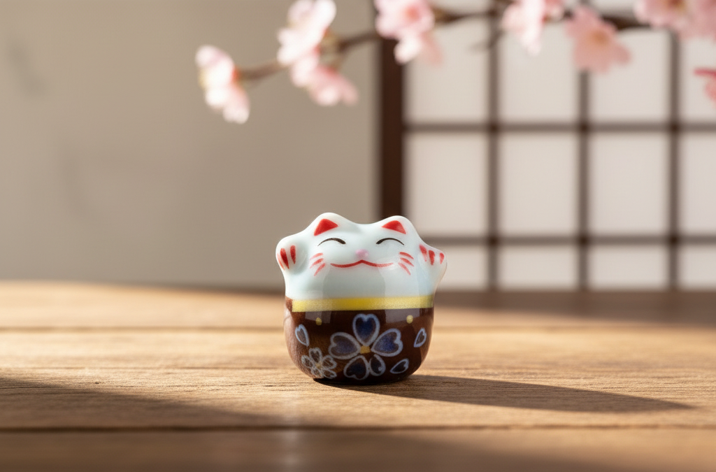 Pearl Lucky Cat Weiß und Braun