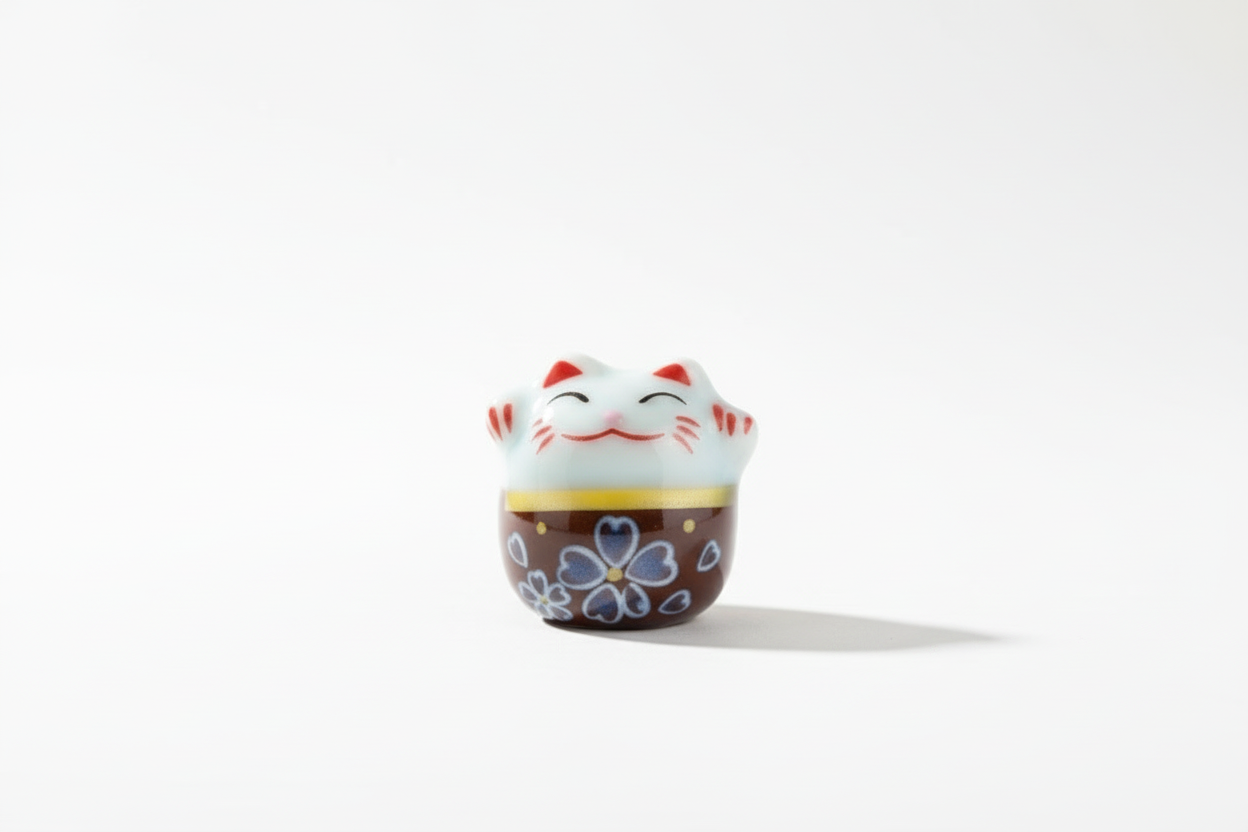 Pearl Lucky Cat Weiß und Braun