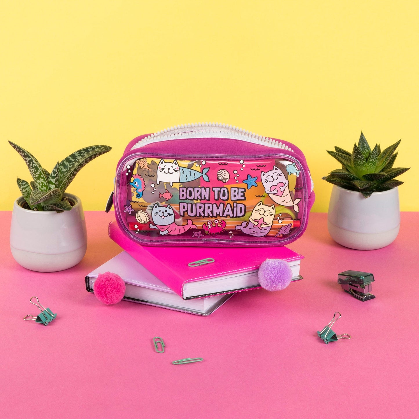 Trousse scolaire – PVC – chat sirène