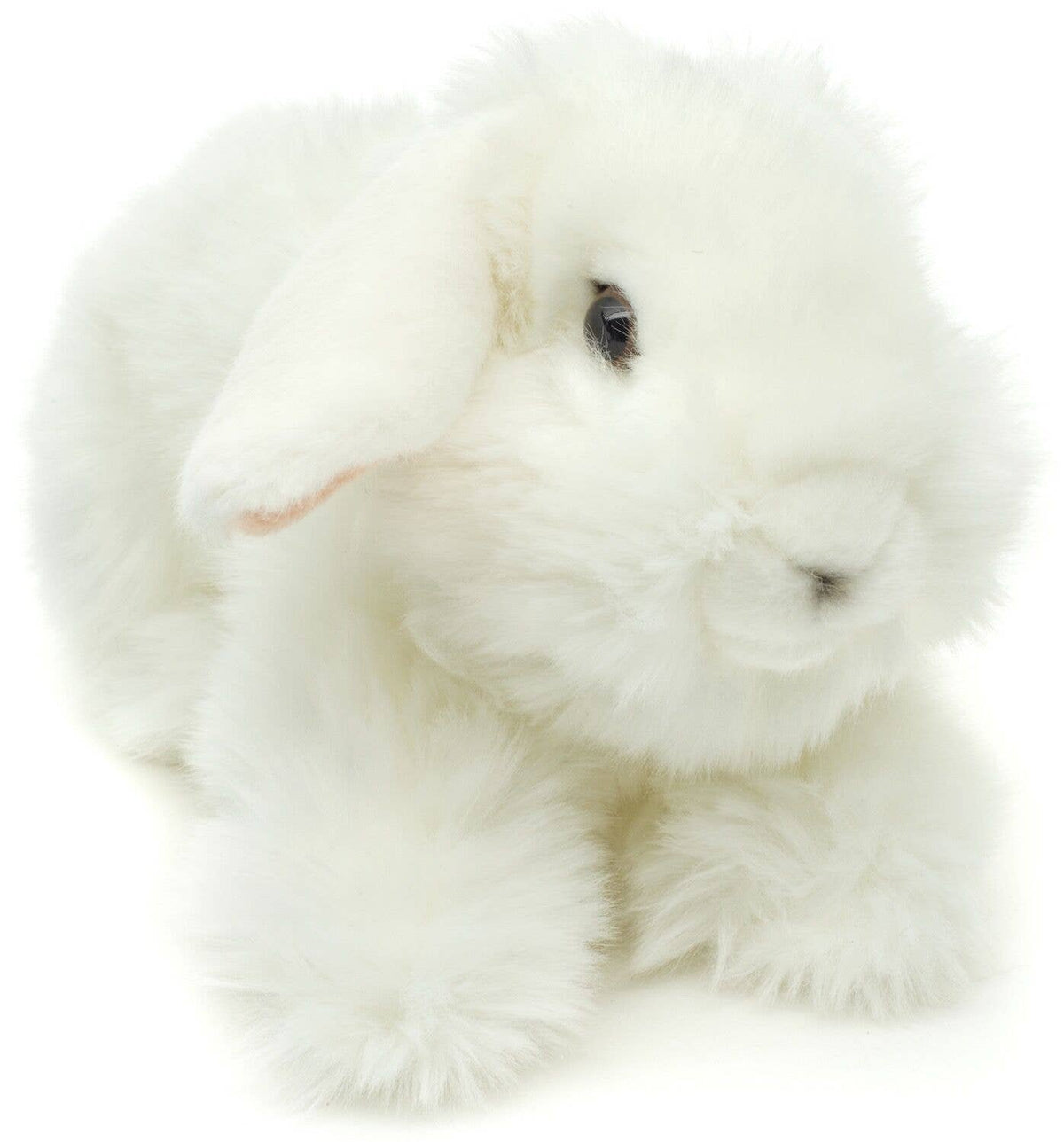 Peluche lapin tête de lion blanc couché Uni Toys