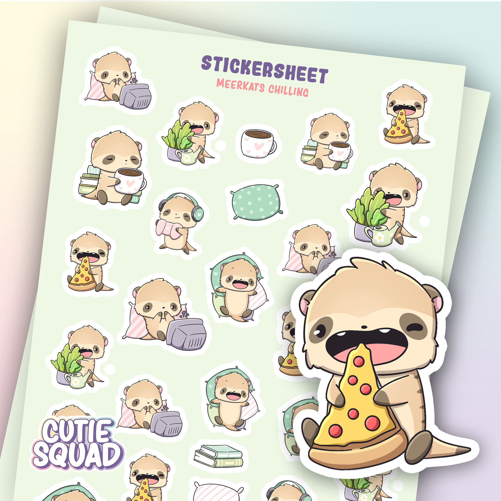 Planches d'autocollants Suricate Chilling