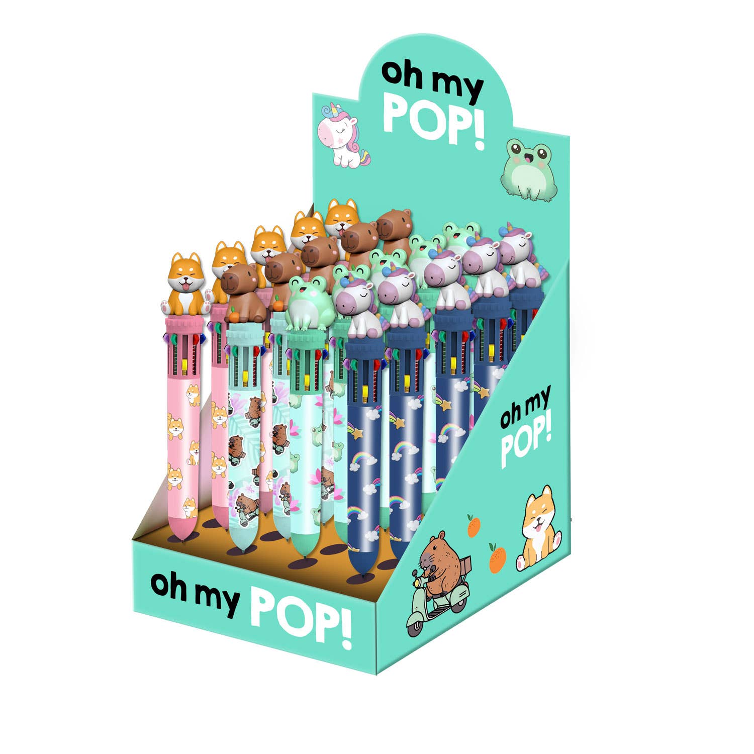 Oh My Pop Mix-Présentoir 24 Unités Stylo 10 Couleurs